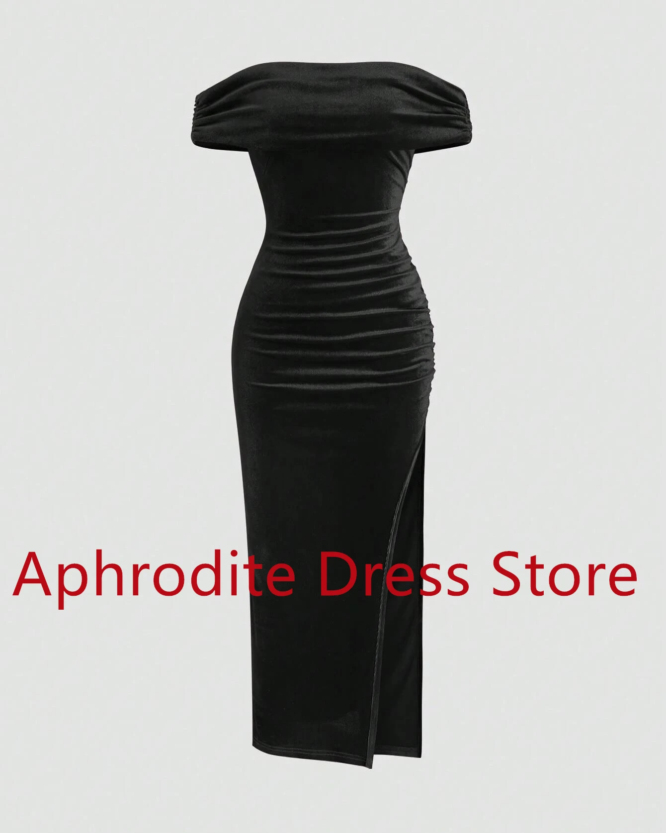 Customized Simple Velour Evening Dress Temperament Boat Neck Off The Shoulder Sleeveless Prom Dress Temperament Part