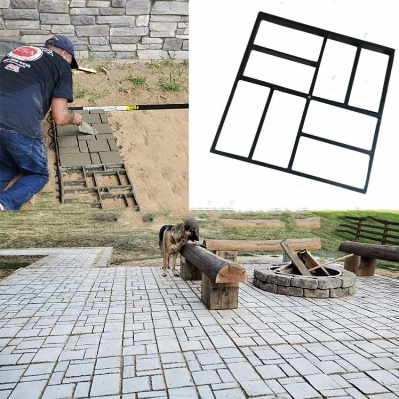 DIY Path Maker Paver Molds Stone Brick Concrete Mold Concrete Cement Walk Garden Path Paving Paver Reusable Patio Molds Paviment