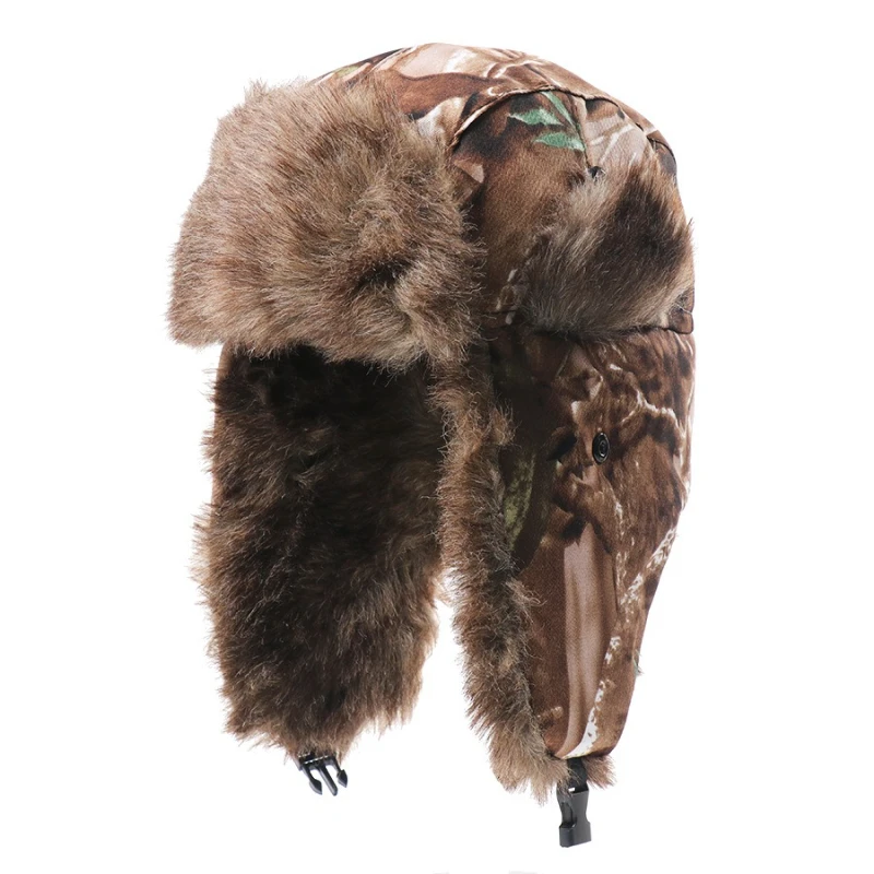 

New Winter Camouflage Lei Feng Hat for Women, Outdoor Skiing Warm Ear-protecting Hat for Men