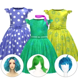 Movie Inside 2 Joy Cosplay Costume Disgust Envy Disguise Dress Suit for Kids Girls Halloween Carnival Party Clothes Role Play