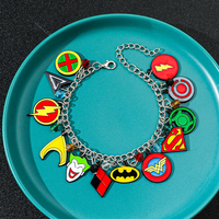 DC Comic Superman Charm Bangle for Women and Men, Flash Batman, Green Lantern Bracelet, Jewelry