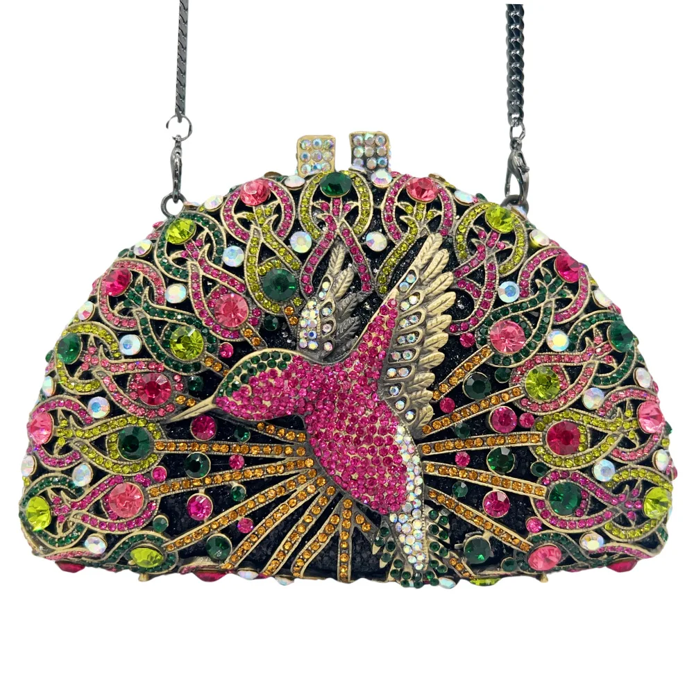 

Clutch Bird Diamond Dinner Bag Light Luxury Banquet Diamond Clutch Women's Retro Dress Cheongsam Bag Trendy Snap Closure Handbag