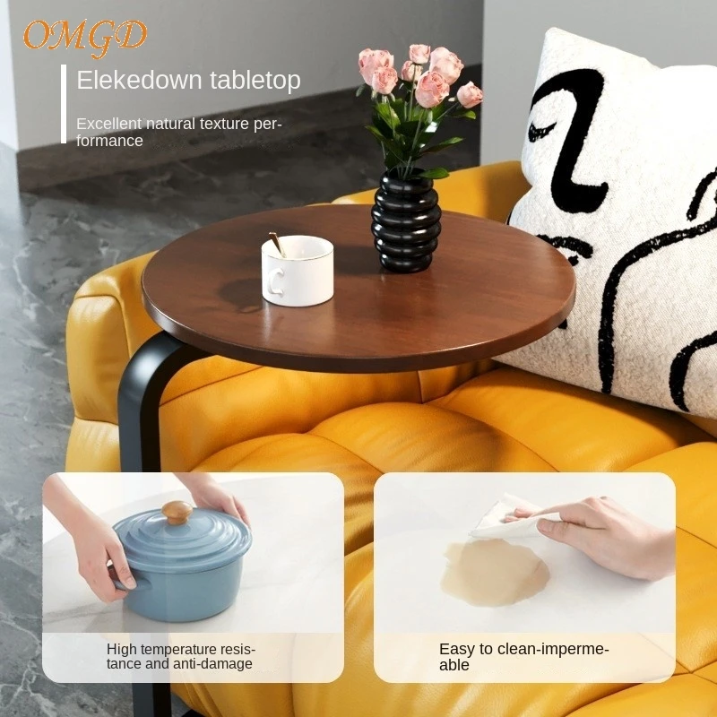 OMGD Living Room Small Round Table Balcony Sofa Next To The Coffee Table Bedroom Bedside Table Removable Simple Shelf News