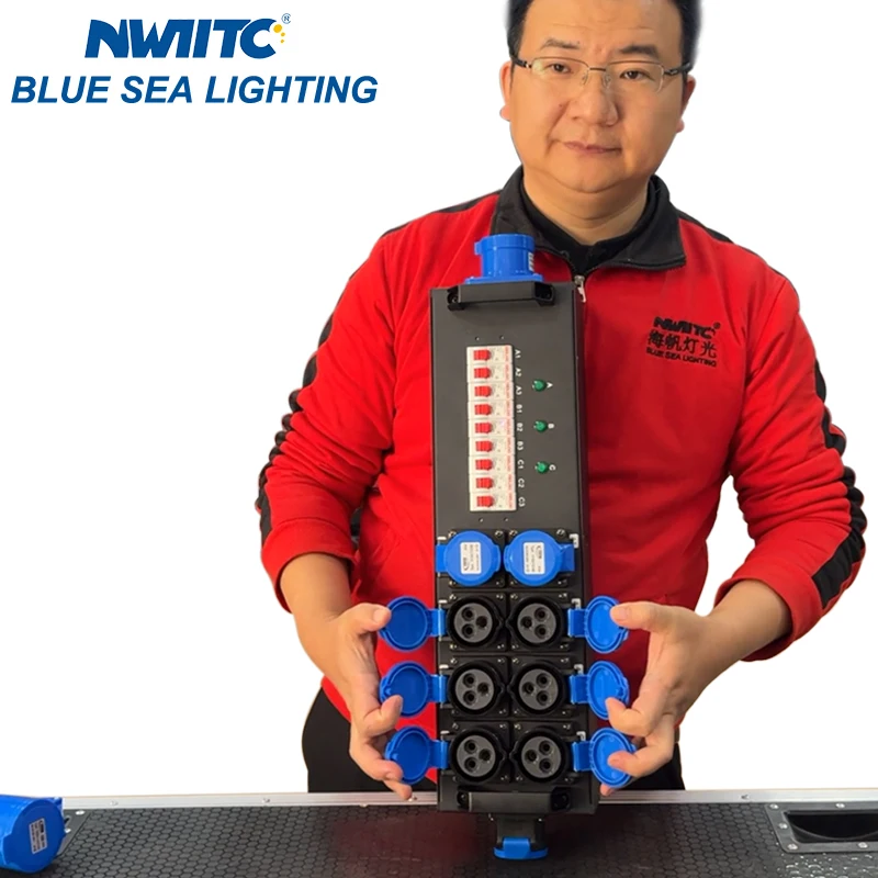 Portable Mini Power Distributor 9 Road Waterproof 16A Output & 16A 3pin Input Power Distro for Various Applications