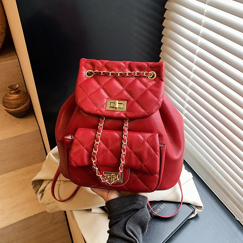 

2025 Summer New Arrival! Ballet-Style Women's Backpack with Chain – Diamond Thread, Niche & High-Class, Perfect for Travel