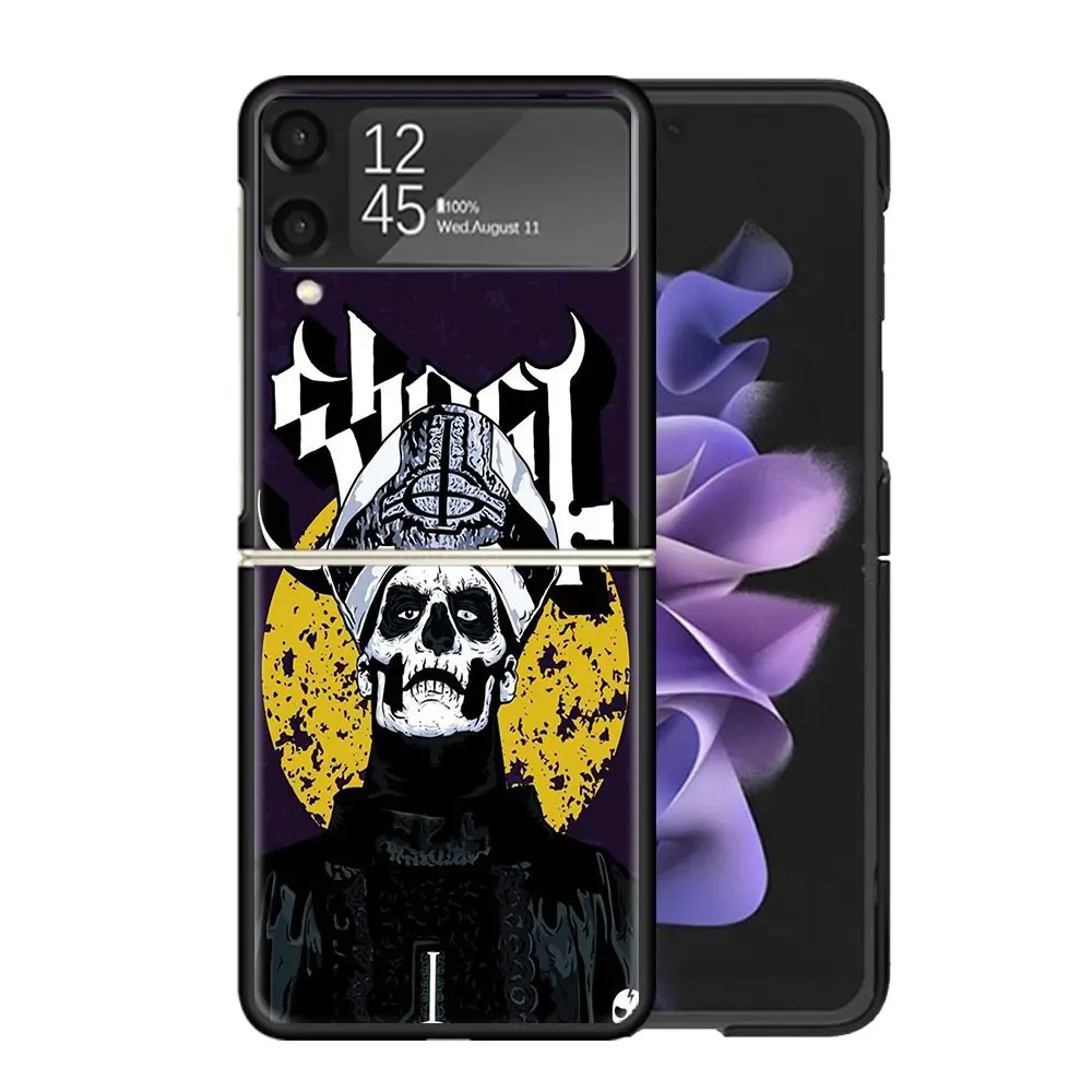 Ghost papa emérito claro caso de telefone para samsung z flip 5 4 3 galaxy zflip 6 5g à prova de choque capa dura impressão tpu pc coque