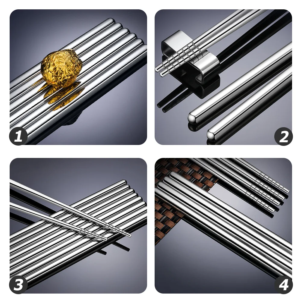 

5 Pairs 304 Stainless Steel Chopsticks Kitchen for Cooking Long Hotpot Multifunctional Metal