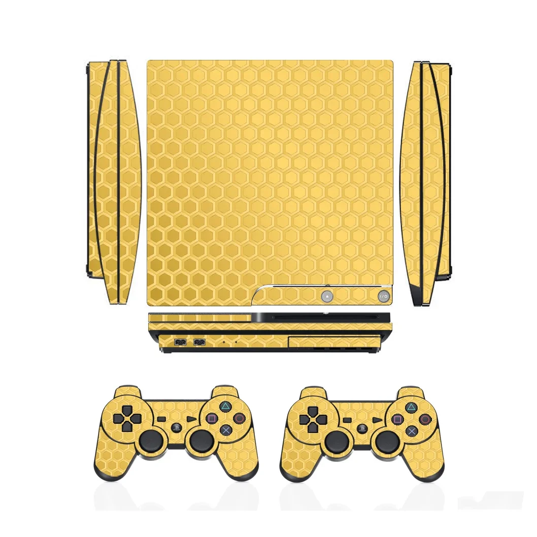 فحص 2360 الفينيل الجلد ملصق حامي لسوني PS3 سليم بلاي ستيشن 3 سليم و 2 ملصقات جلود تحكم