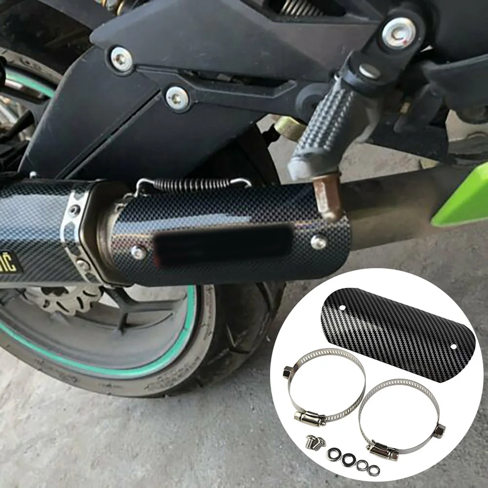 Motorcycle Exhaust Middle Pipe Heat Shield Muffler Protector Guard Carbon Style Motorcycle Exhaust Systems