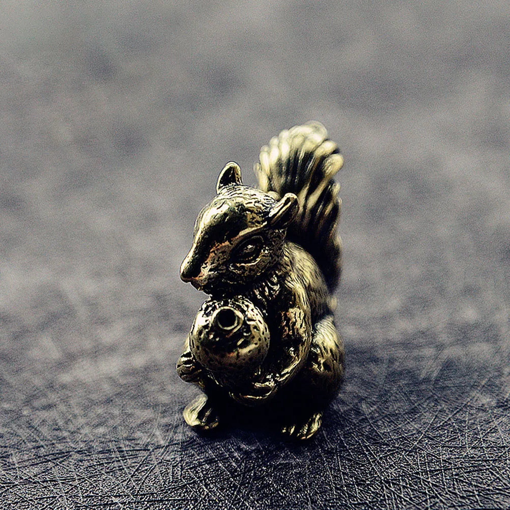

2 Pcs Copper Squirrel Keychain Pendant Home DIY The Animal Craft Decor Ring Pendants Brass Ornament Decorative Adornment