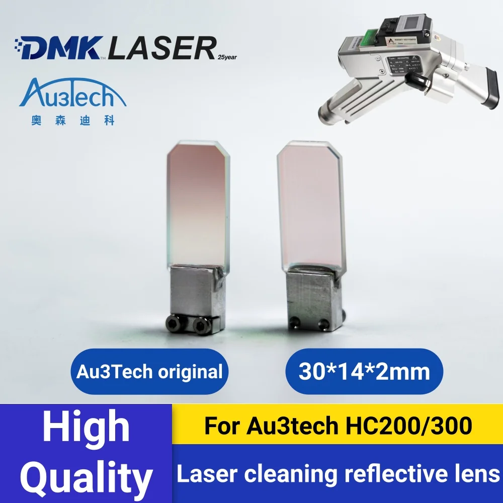DMK Au3Tech-lente reflectante de limpieza láser Original, espejos reflectantes de 30x14x2mm con soporte para Au3Tech HC200/HC300/HC500