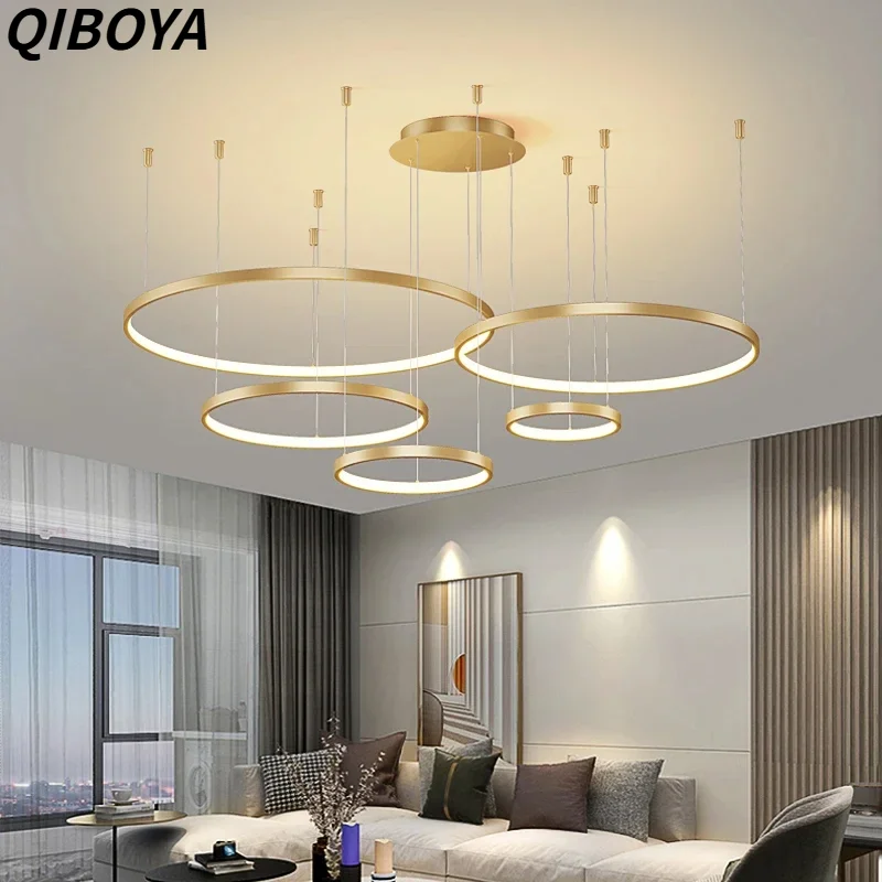 Nordyckie żyrandole sufitowe LED, nowoczesny okrągły żyrandol w kształcie pierścienia, idealny do jadalni, sypialni, salonu, do wnętrz domowych, jako element dekoracyjny oświetlenia.