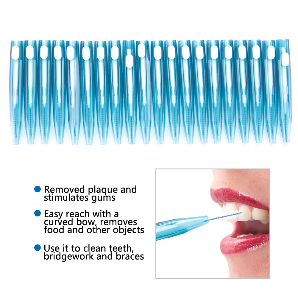 20 pcs Interdental Whiten Tooth Brush Flossing Head Toothpick Oral Care Clean Bridgework Braces Removed Plaque Stimulates Gums