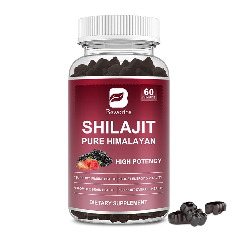 Beworths Shilajit Gummies with 85+ Trace Minerals Energy Boost & Immune Supports Mind & Memory Cognitive Function Stress Relief