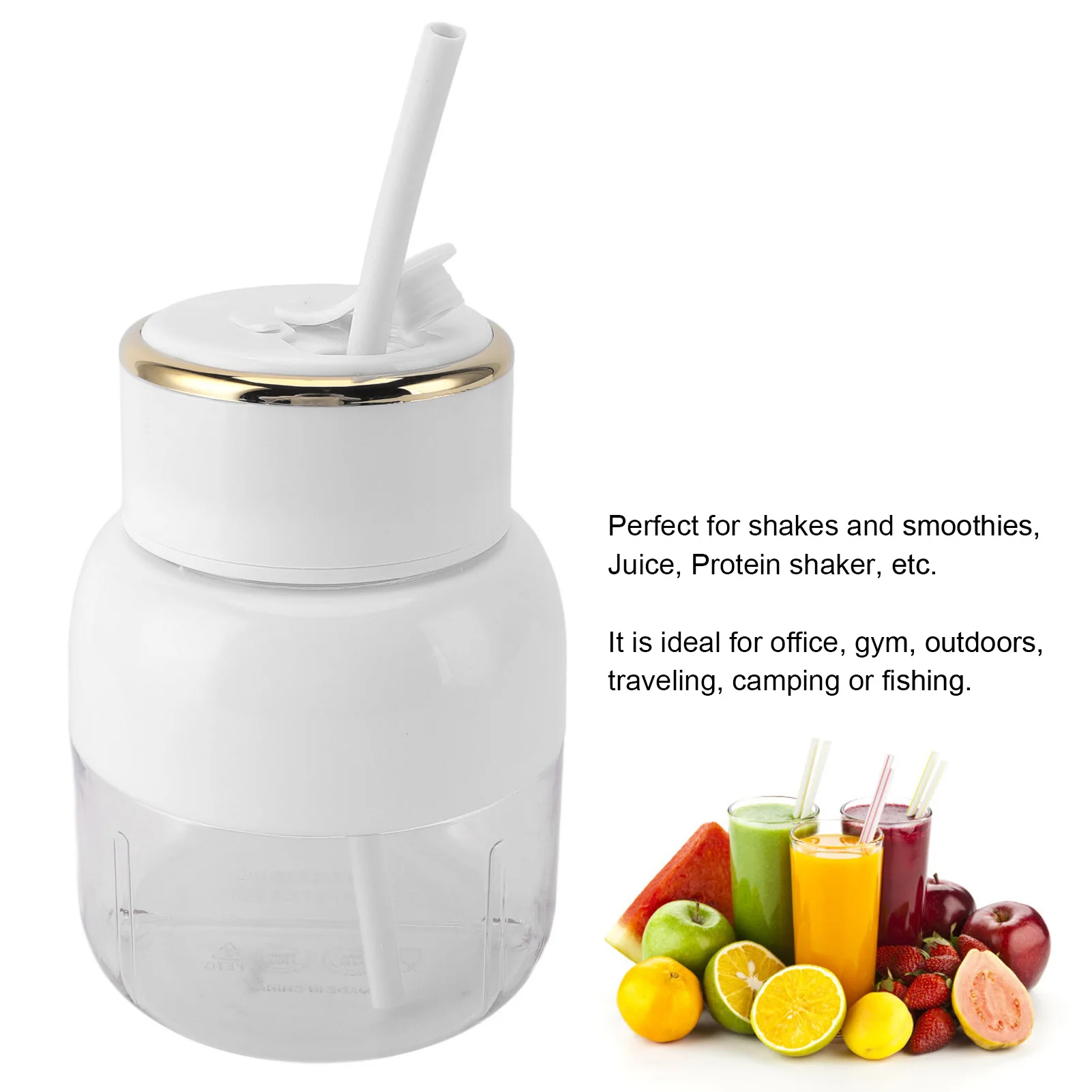 USB充電式ポータブルブレンダー - スムージー、シェイク、自宅、ジム、オフィス、キャンプ用の800ml電動ジューサーカップ