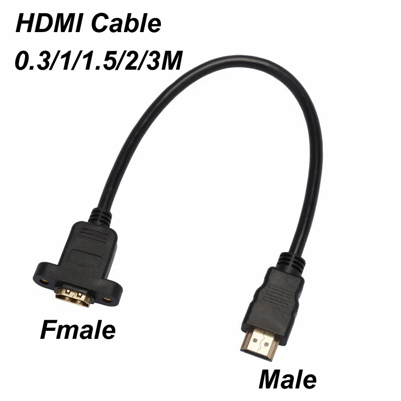0.3/1m HDMI Cable Male To Female Case Panel Mount Screw HDTV-Compatible Cable HDR 4K For Splitter Extender Adapter