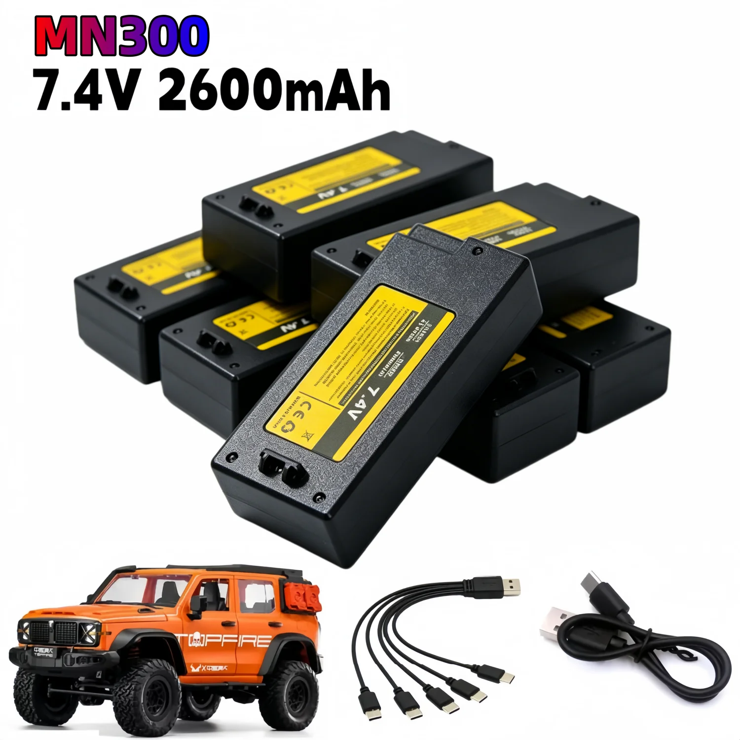 MN300 7.4V 2600mAh 2S Original Li-ion Battery High Capacity Long Cycle Life Rechargeable For RC Car Vehicles Upgrade Spare Parts