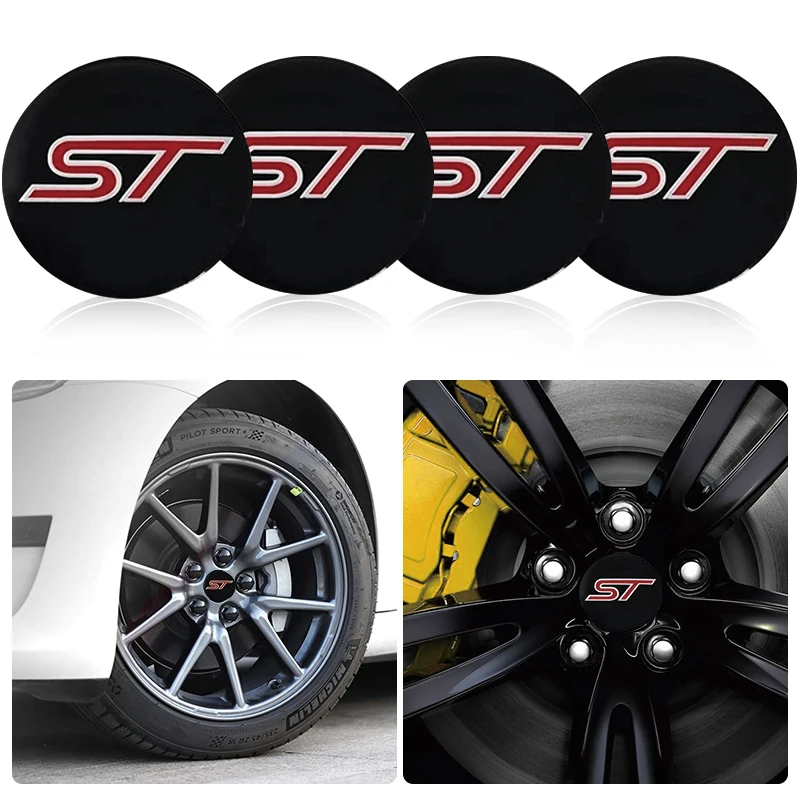 4pcs 56mm Car Tire Wheel Center Hub Caps Emblemem Sticker car Accessories For Ford ST Focus Fiesta Kuga MK2 MK3 Car Accessories