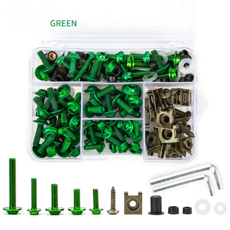 177pcs/Box Colorful Fasteners Screws Set Aluminum Windscreen Screws Motorcycle Fairing Bolt Kit Motorcycle Modified Parts