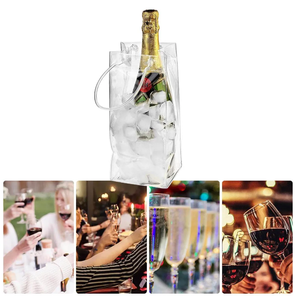 1/2/5pcs Ice Wine Bags PVC Anti-leakage Ice Bag Wine Beer Champagne Bucket Drink Bottle Cooler Chiller Foldable Carrier