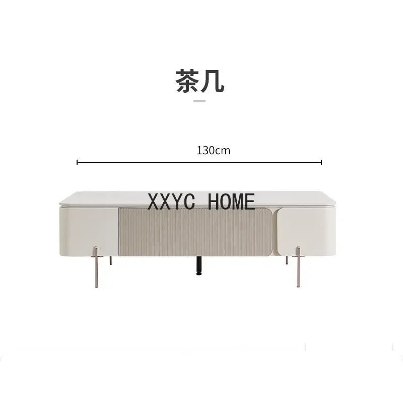 

Кофейный столик и тумба под ТВ в стиле кремового камня для современной гостиной, комплект для дома