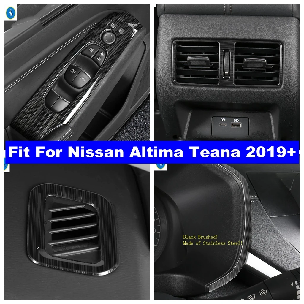 

Black Brushed Glass Lift / Dashboard Air AC / Glove Storage Box Decor Accessories Cover Trim For Nissan Altima Teana 2019 - 2023