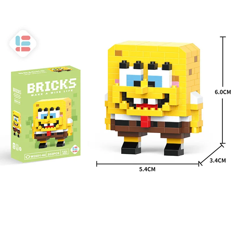 Bob Esponja SquarePants, Micro partículas de dibujos animados, Mini bloque de construcción, ciudad, Patricio, estrella, Squidward, Charm, juguetes