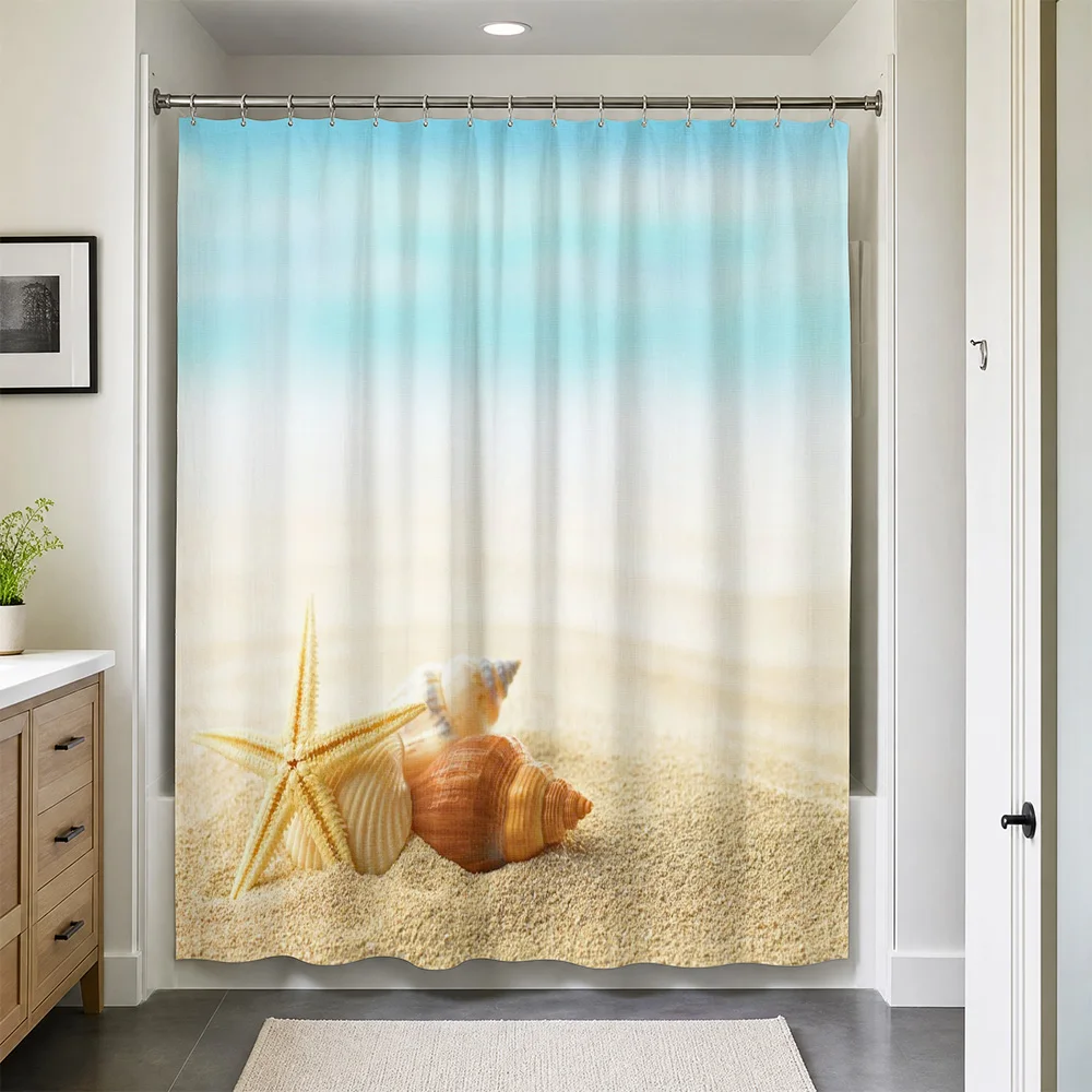 Beach Ocean Sunset Shower Curtain Waterproof Bathroom Shower Curtain Coastal Nautical Decor