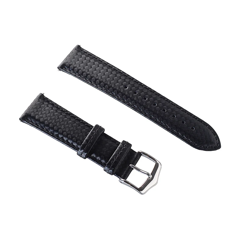 20mm   22mm Carbon Fiber pattern Leather Mens black  Watchband For Universal Brand Watch Strap