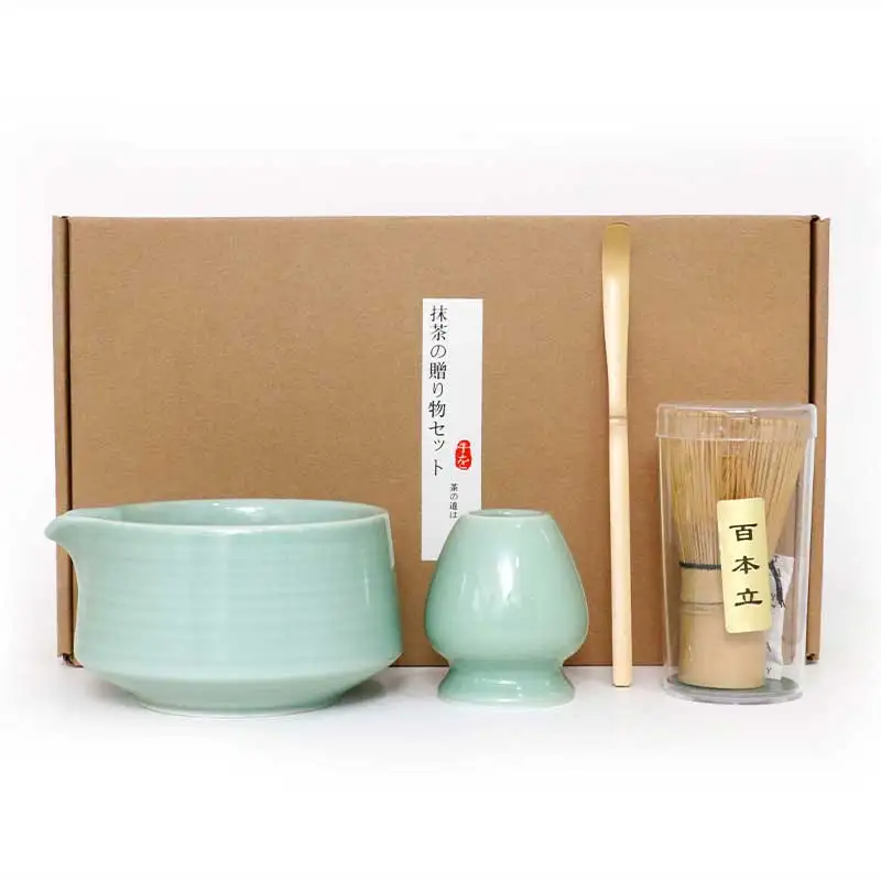 

Японский набор матча ручной работы с 100-зубчатым венчиком, глазурованная керамическая чаша, полный комплект аксессуаров для чайной церемонии для любителей матча