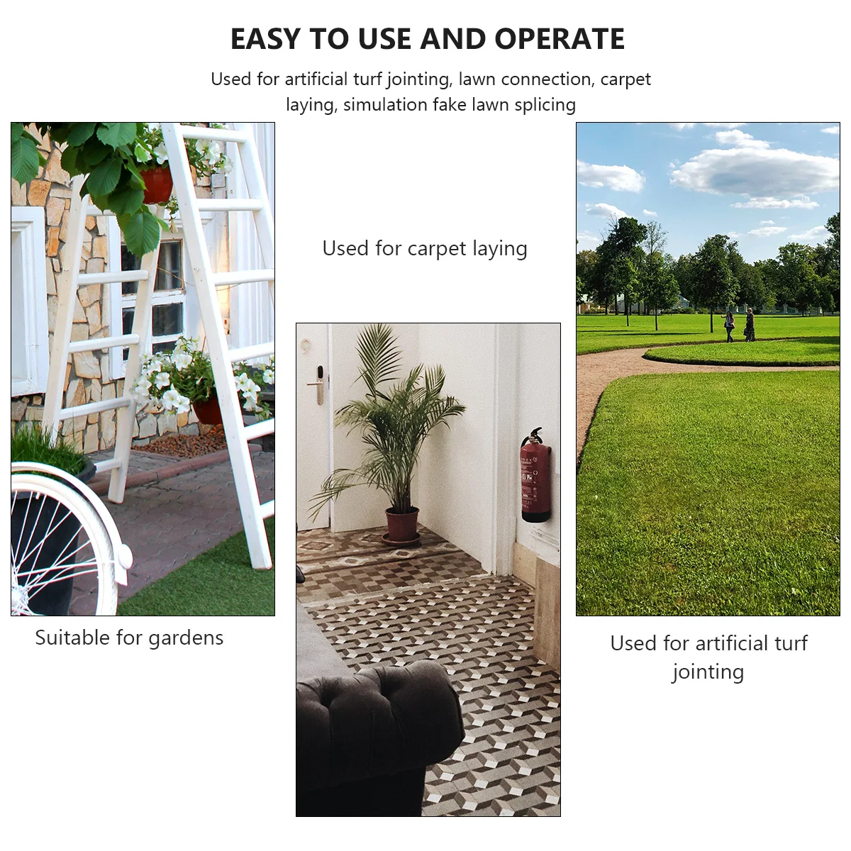 

1Pcs Artificial Lawn Tape Nonwoven Fabric Durable Practical Easy Apply Suitable Gardens Lawns Walkways Courtyards Yards Parks