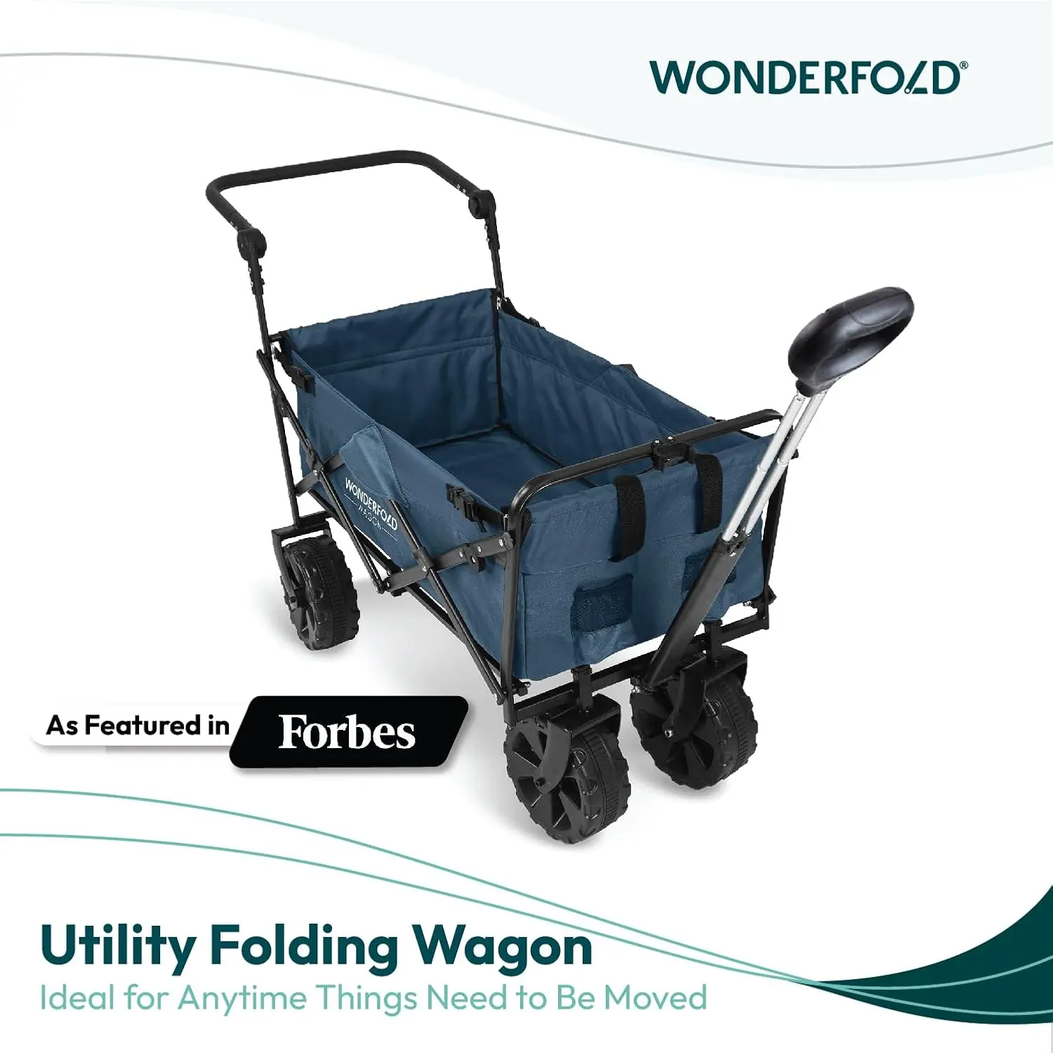 S2 Push & Pull Folding Utility Cart with Wide Beach Tires, Adjustable Push Handle, Telescopic Pull Handle with Spring Bounce Tec