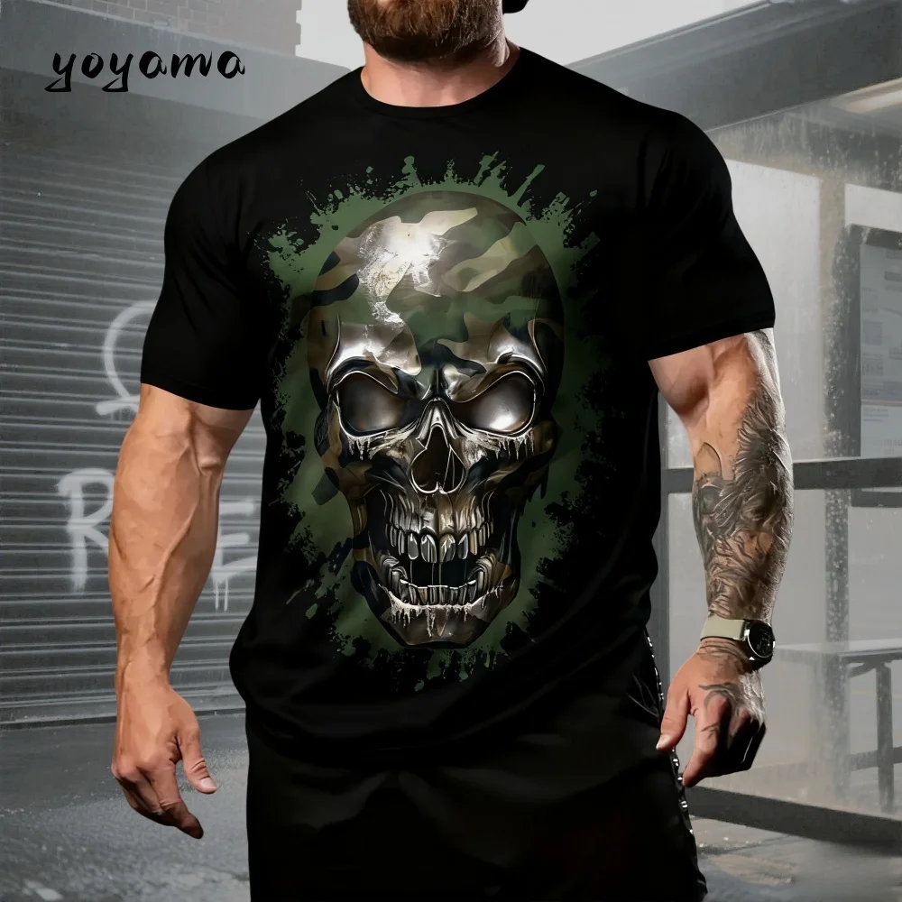 

Men's Clothing Skull Printed T-Shirt Streetwear Short Sleeve O-Neck Horror Halloween Man Top Funny Man Tops Designer Men Clothes