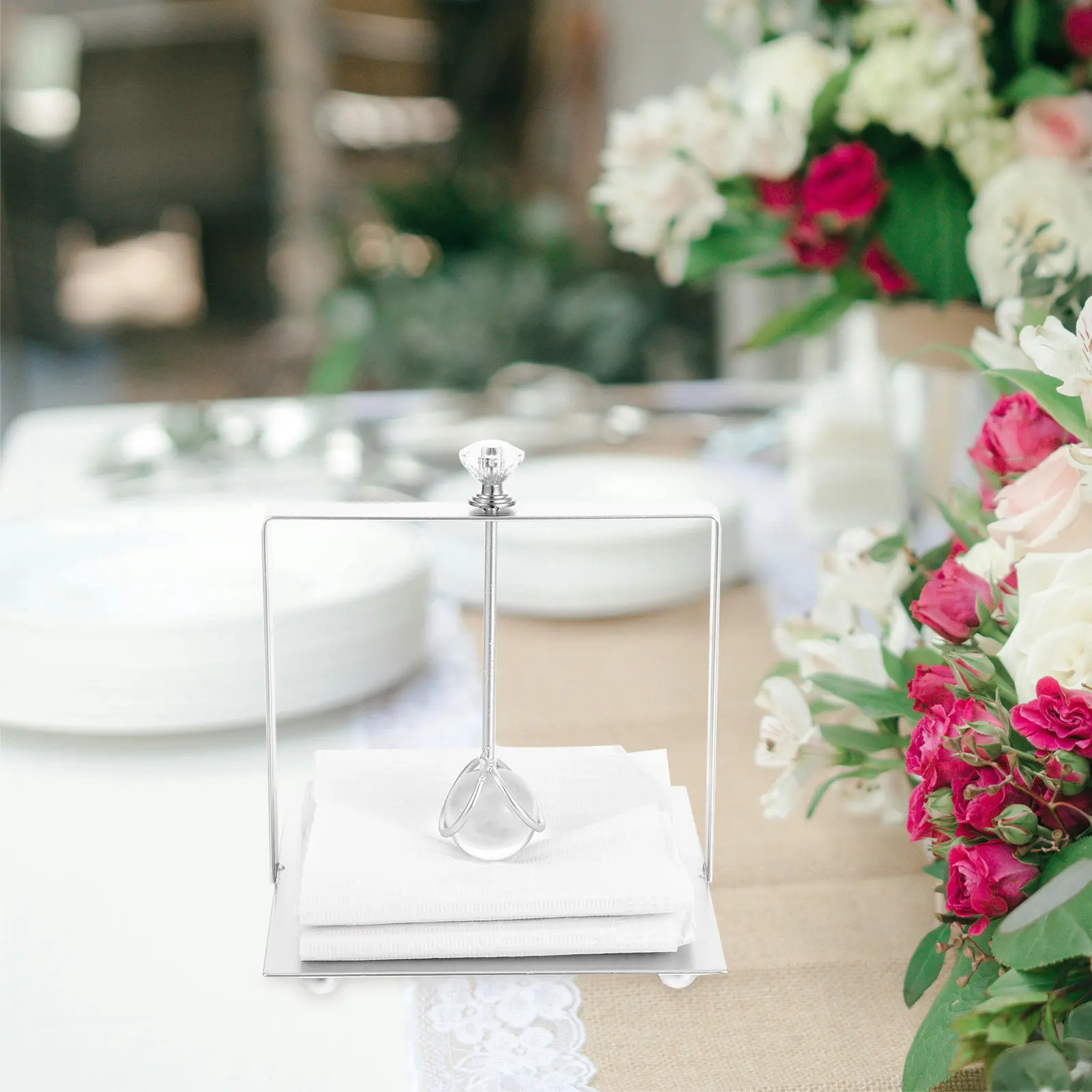 Moderno Porta Servilletas de Acrílico y Hierro para Decoración de Mesa de Comedor y Cocina, Elegante Soporte Decorativo para Servilletas de Papel, Multifuncional