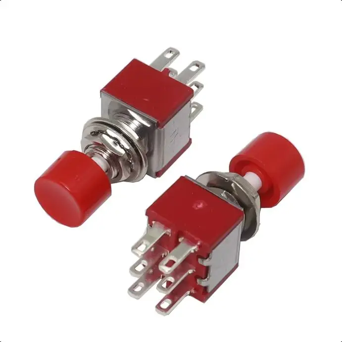 【10-2PCS】6 Pin C-NO-NC 6mm Mini Momentary Automatic return Push Button Switch 2A 250VAC/5A 120VAC Toggle Switches