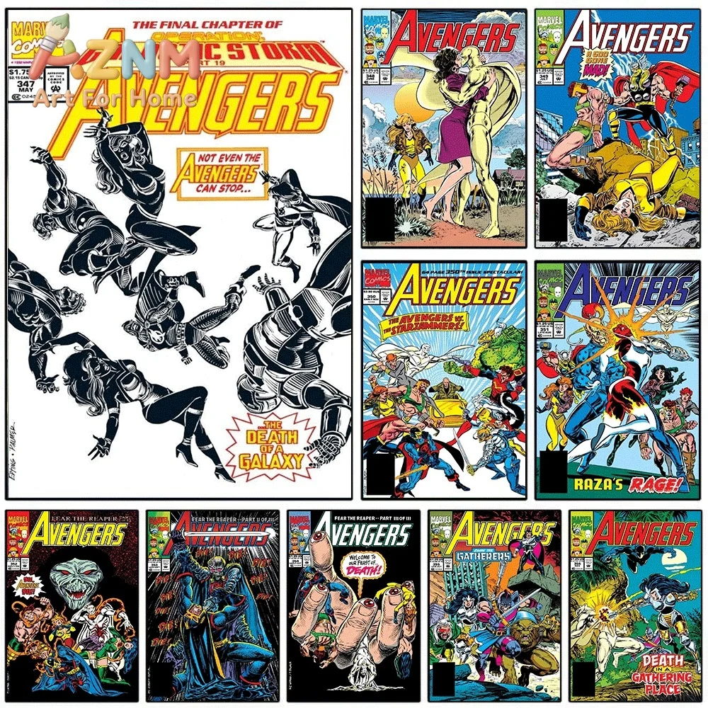 AZNM The Avengers #347 The Death Of A Galaxy Comic Canvas Wall Art No Frame Vintage Superhero Print Poster Home Decor