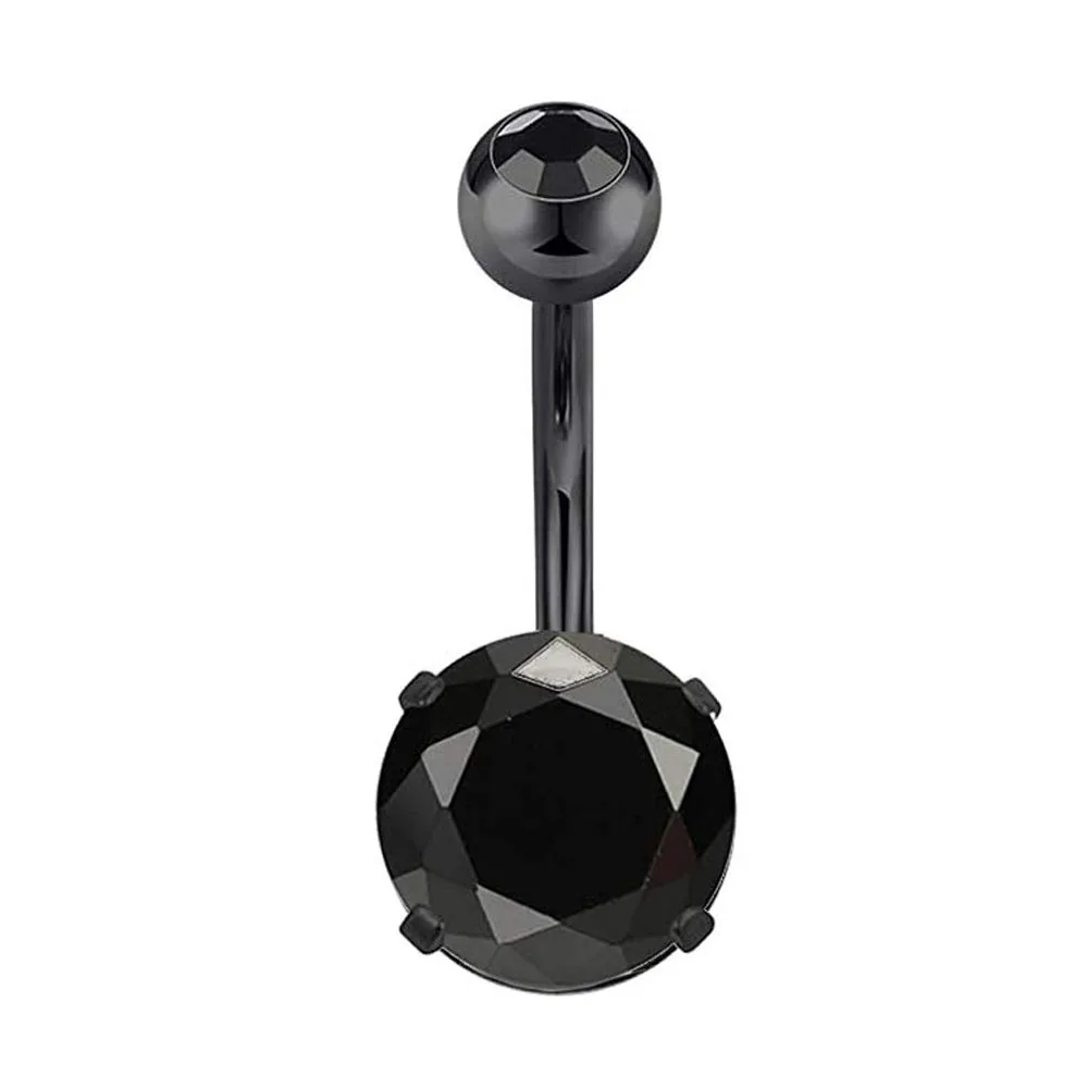 1Pcs Belly Button Rings Stainless Steel 14G CZ Navel Rings 3/8\