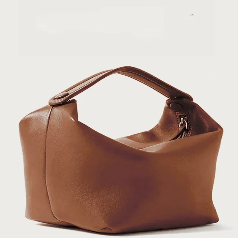 

Cross Border New Lunch Box Bag, Leather Fashionable High-end Handbag Niche Design High-end Cowhide Handbag Small Square Bag