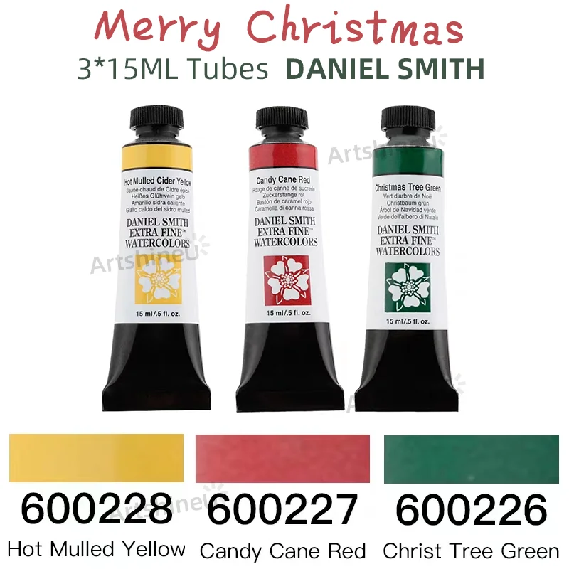 

3 Colors Merry Christmas Watercolor Theme Painting 1/5/15ML for DIY Gift Drawing Decor for Artists Students Painter Art Suplies