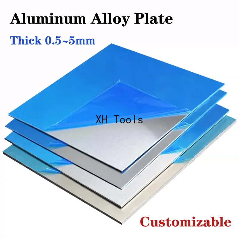 6061 Aluminum Flat Plate Thick 0.5mm 1mm 1.5mm 2mm 2.5mm 3mm 4mm 5mm Aluminum Alloy Sheet Flat Bar CNC Metal Plate Customizable