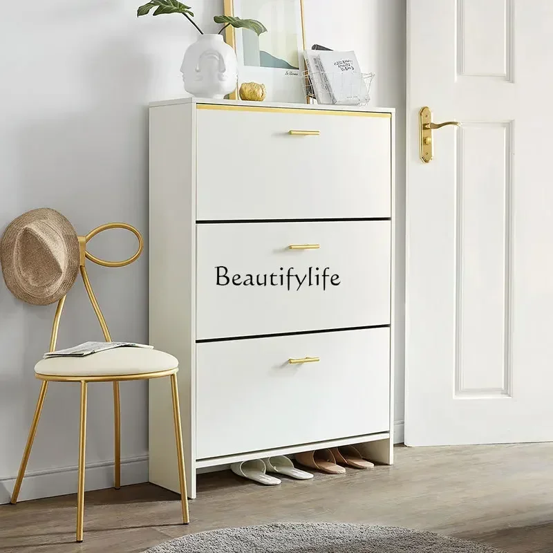 New style Light luxury home shoe cabinet door large capacity balcony storage locker ss 8617