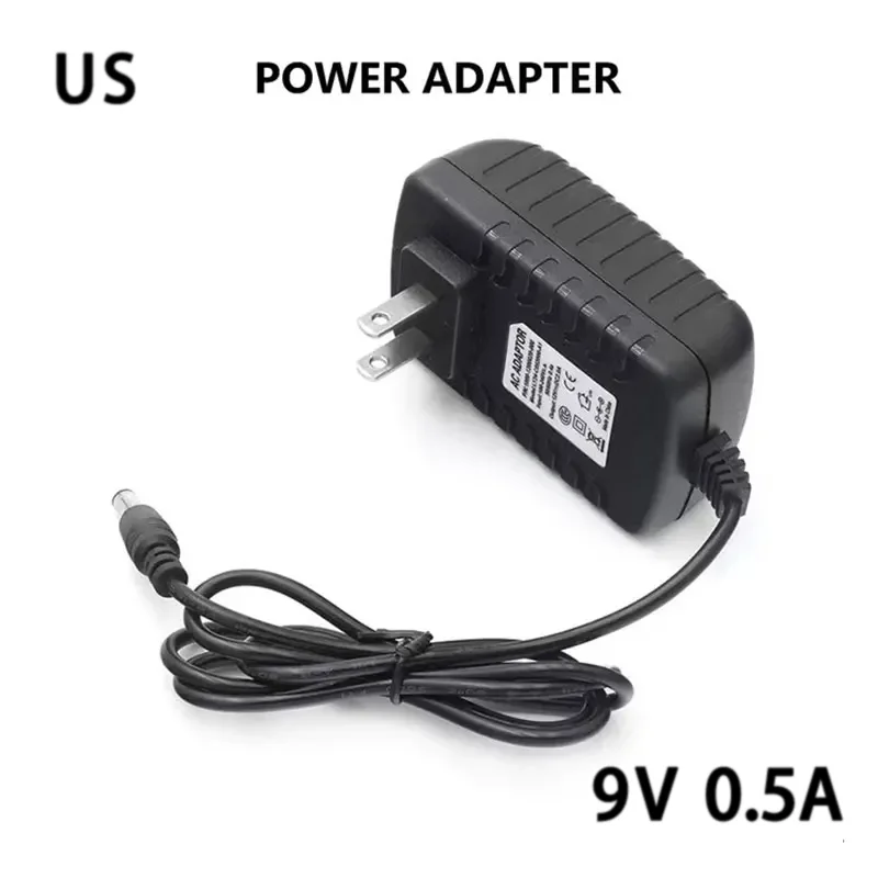 逆極性負の電源アダプター,AC,DC, 9v,0.5a,外部,EU,au,us,ukプラグ,5.5mm x 2.1mm,高品質