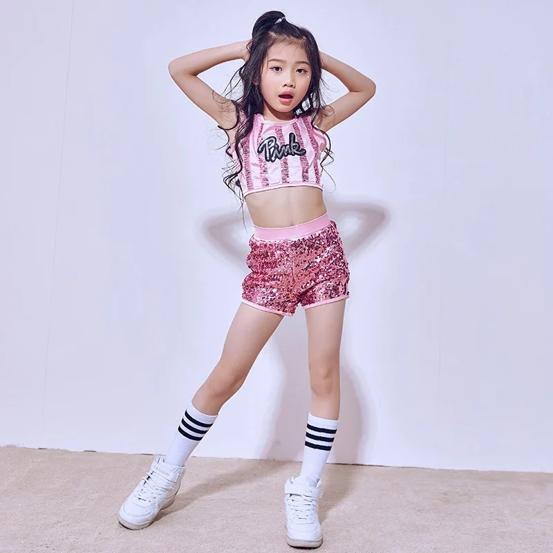 Girls hip hop dance clothes ballroom costumes dancing suits kids long sleeve top shirt dancewear modern sweatshirt streetwear