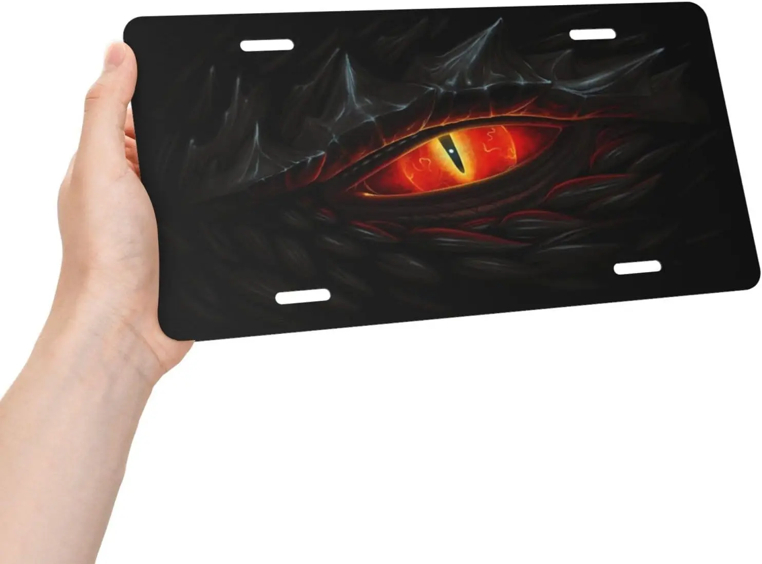 Punk Dragon Dinosaur Eye Cool Monster Eye Aluminum License Plate 6 x 12 Inch Metal Car Front License Plate Cover Car Decor