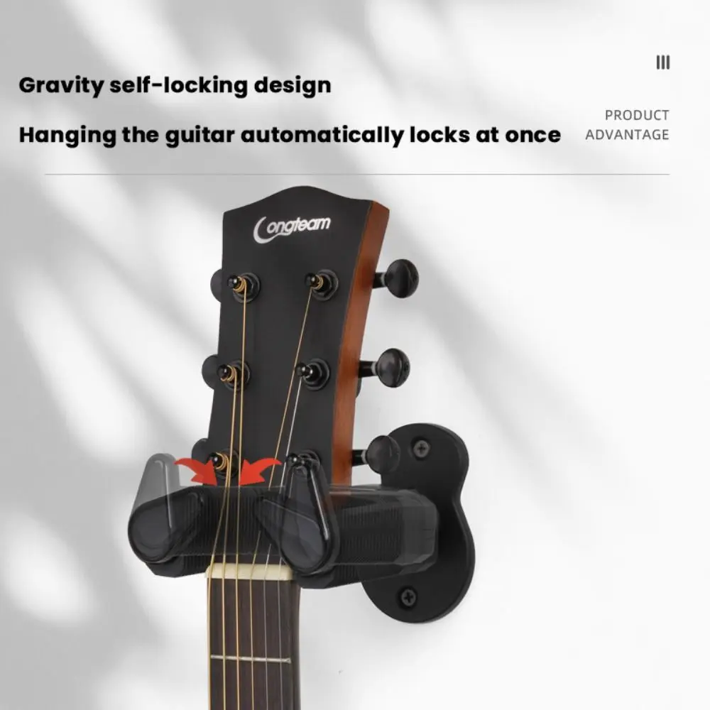 Metal Guitar Hanger Hook Self-locking Non-slip Ukulele/Violin Stand Wall Mount Auto Lock Ukulele Hanger Electric Guitar