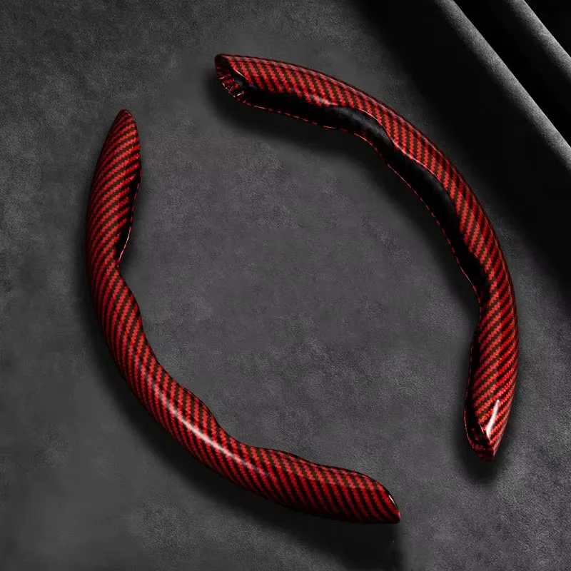 1PC DIY Car Steering Wheel Covers Booster Micro Fiber Leather Auto Interior Decorative Accessories Glossy Carbon Fiber Looking image 6