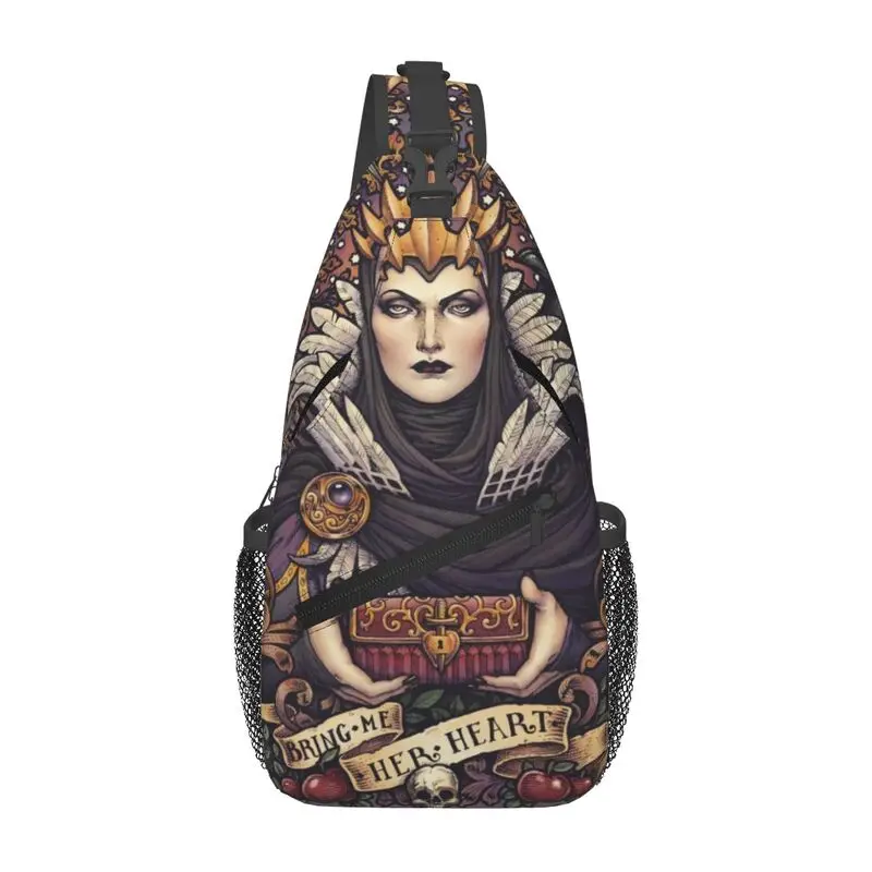 

Пользовательский рюкзак на слинге через плечо Evil Queen Halloween Witch, мужской рюкзак на плечо с сердечком для пеших прогулок