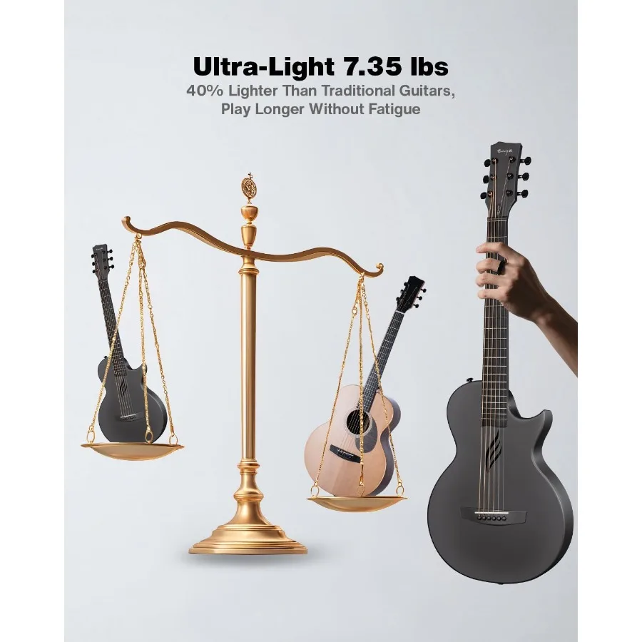 جيتار صوتي للسفر من ألياف الكربون من Enya Nova Go مقاس 1/2 جيتار خفيف الوزن مقاوم للرطوبة للبالغين والمبتدئين محمول D #4
