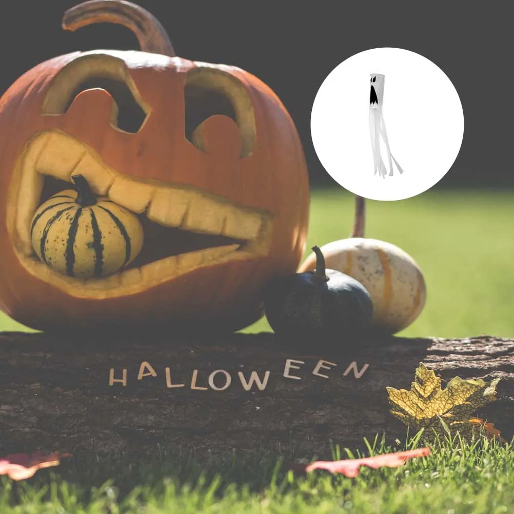 

Angry Halloween Horror Pattern Lightweight Fast-Drying Floating Decor Hook Design Elegant Tail Ghost Windsock Flag