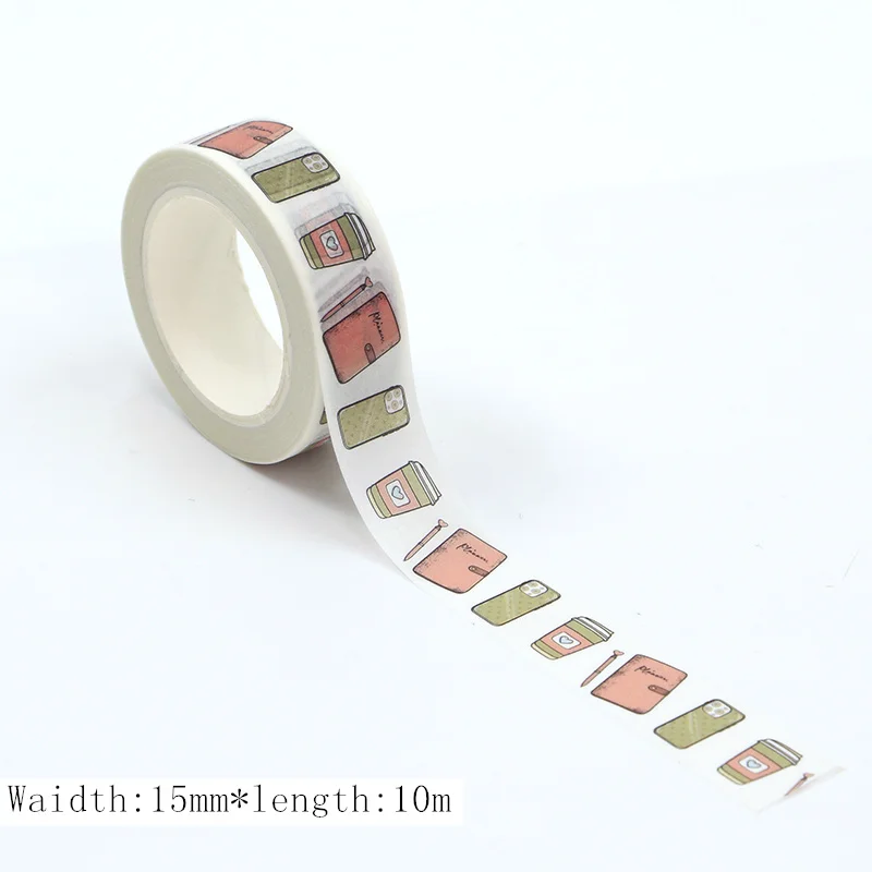 1PC 15mm * 10m cellulare caffè e pianificatore libro Washi Tape Scrapbooking carta cancelleria adesivi nastro adesivo adesivo